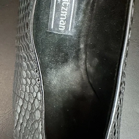 Vtg Stuart Weitzman Black Snakeskin Heel Pointed Toe Pumps Heels 8.5 B Designer - Picture 11 of 11